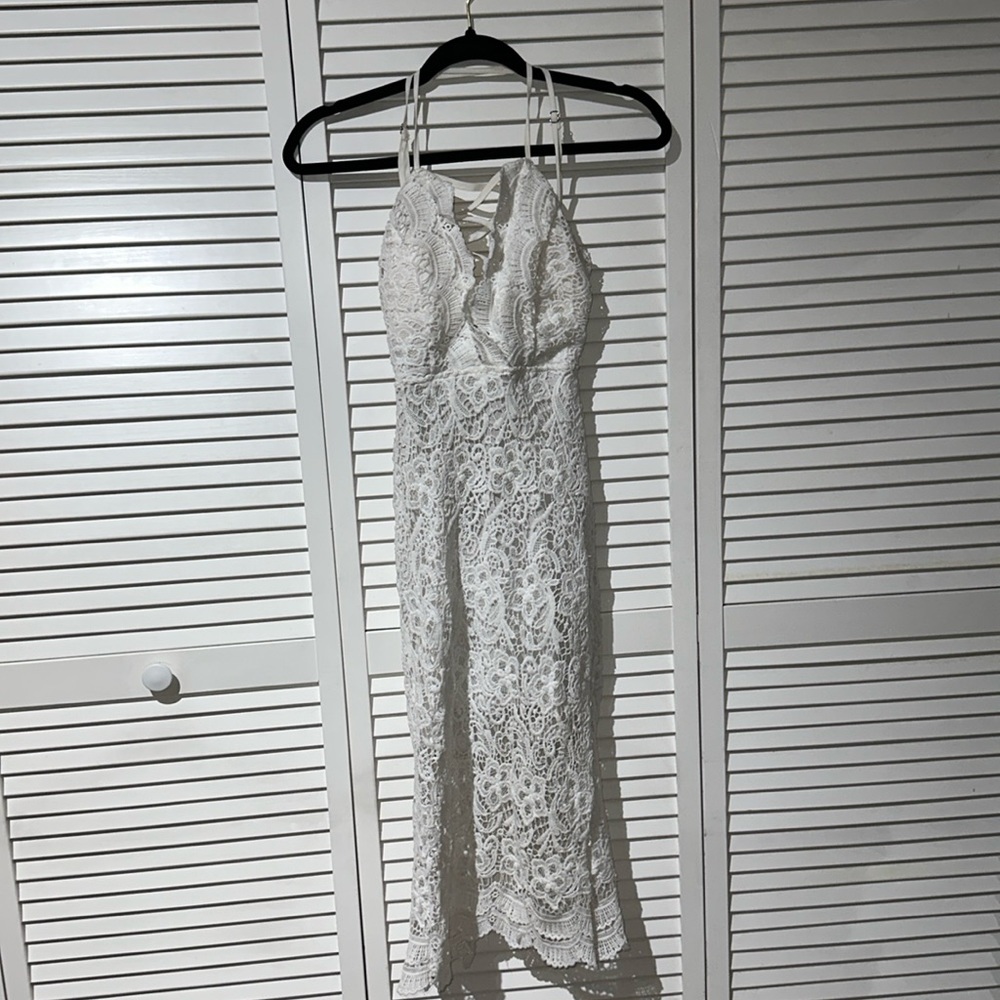 White Backless Midi Dress